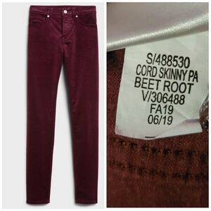 Banana Republic Skinny Corduroy Burgundy Size 28 Waist